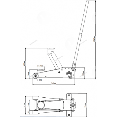 Домкрат подкатной, 2,5 т Домкрат подкатной, 2,5 т